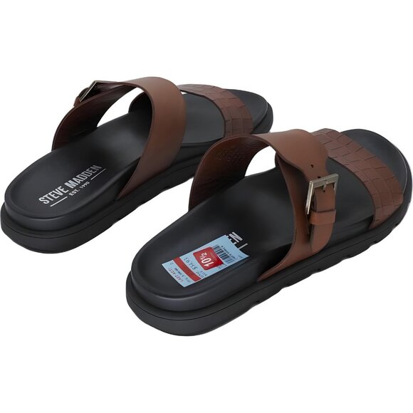 Steve Madden Corro Two-Strap Slide Tan Leather Mens US 10.5M main image 6